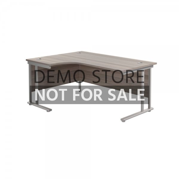 Jemini 1600mm Grey Oak/Silver Cantilever Left Hand Radial Desk